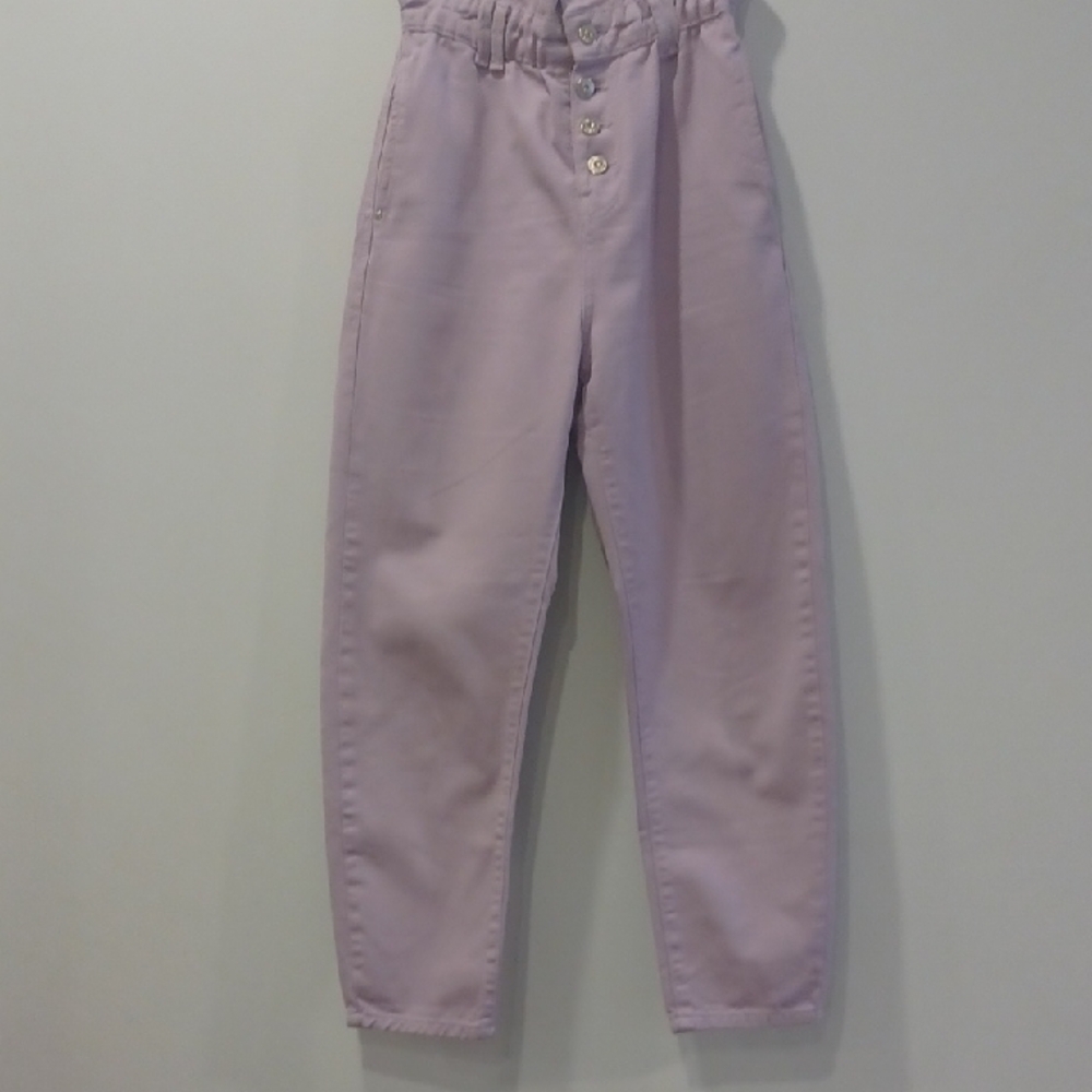 Zara Lavender High-Waist Button-Front Jeans